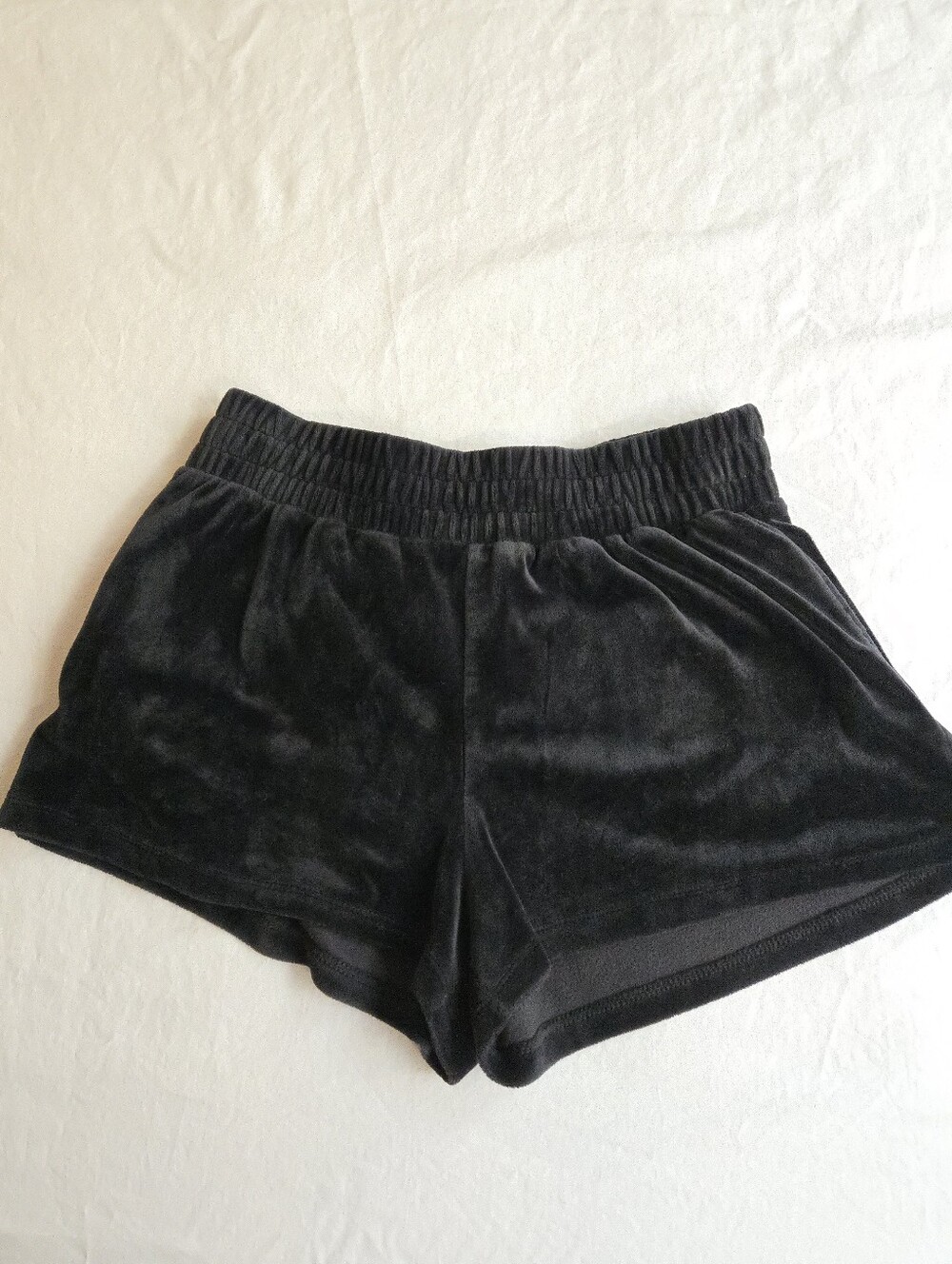 Forever 21 Black Velour Lounge Shorts Elastic High Waist Pockets HAL3